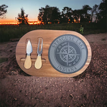 Load image into Gallery viewer, Syracuse Lake 12 1/2&quot; x 7 3/4&quot; Acacia Wood/Slate Oval Cheese Set with Two Tools
